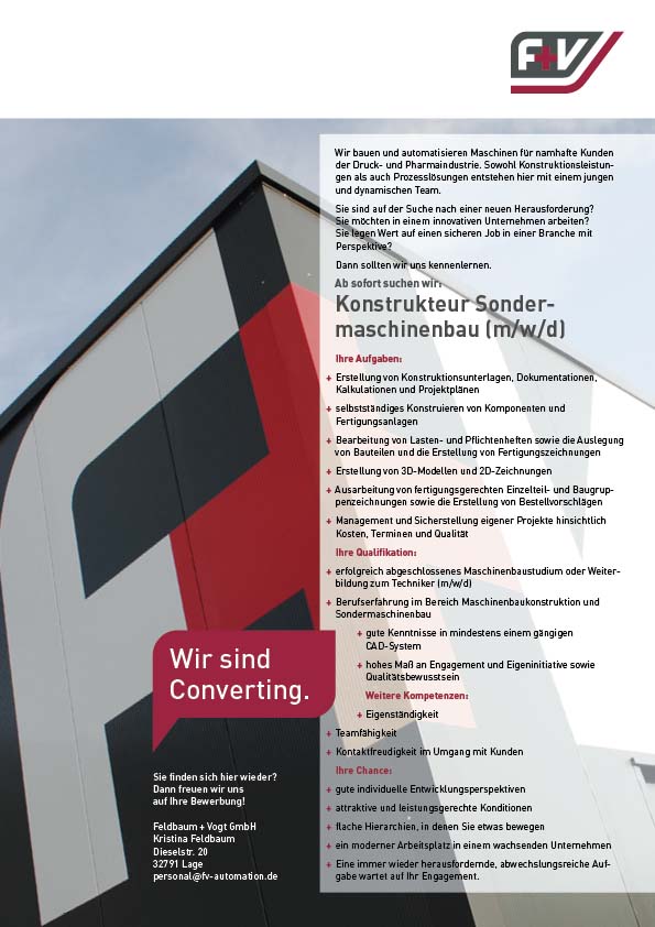 Konstrukteur Sondermaschinenbau (m/w/d)