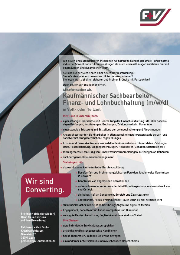 Sachbearbeiter Finanz- und Lohnbuchhaltung (m/w/d) Sachbearbeiter Finanz- und Lohnbuchhaltung (m/w/d)